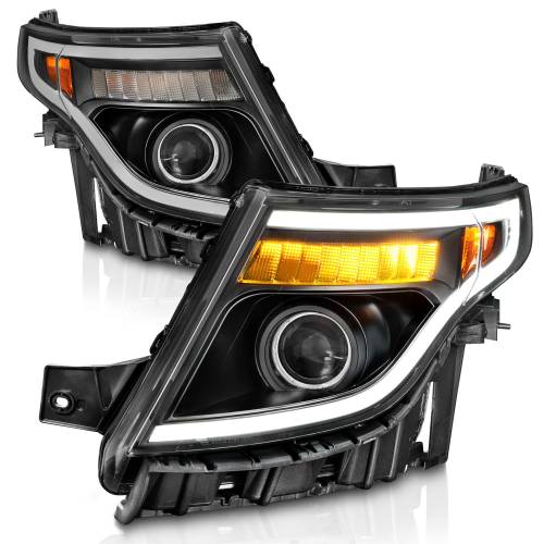 Anzo USA - 111575 | Anzo USA Projector Headlights w/ Light Bar Black Housing (2011-2015 Explorer)