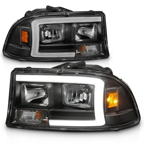 Anzo USA - 111591 | Anzo USA Crystal Headlight Set w/ Light Bar Black Housing (1997-2004 Dakota | 1998-2003 Durango)