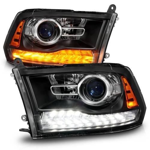 Anzo USA - 111609 | Anzo USA Led Plank Style Projector Headlights w/ switchback + sequential Matte Black (2009-2018 Ram 1500 | 2010-2018 Ram 2500, 3500)