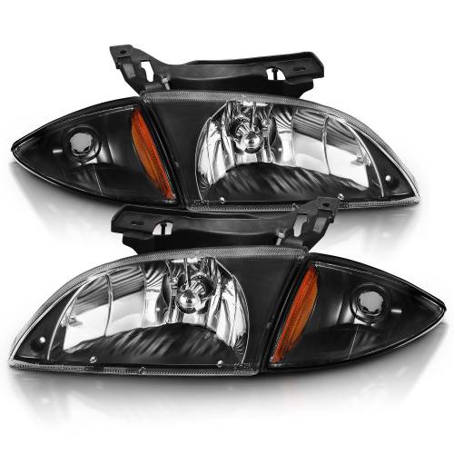 Anzo USA - 121019 | Anzo USA Crystal Headlights Black Amber (2000-2002 Cavalier)