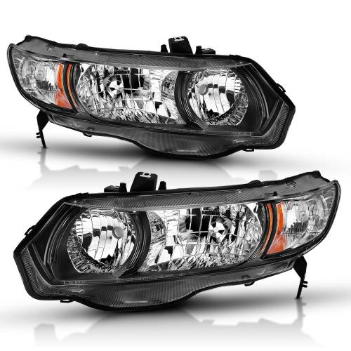 Anzo USA - 121546 | Anzo USA Crystal Headlight Black (2006-2009 Civic 2dr)