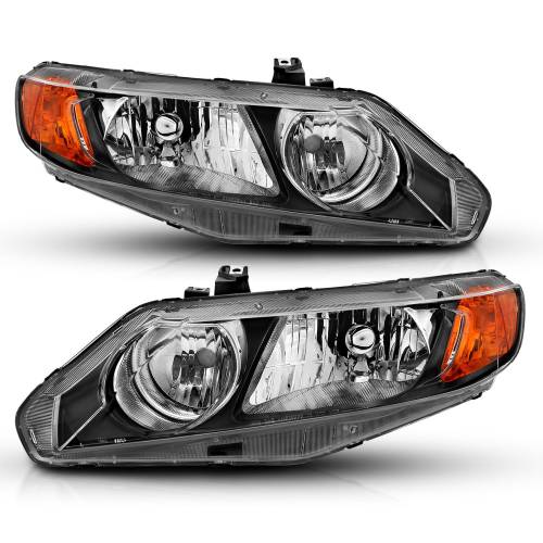 Anzo USA - 121547 | Anzo USA Crystal Headlight Black (2006-2011 Civic 4dr)