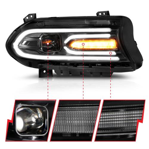 Anzo USA - 121559 | Anzo USA Projector Headlights Plank Style (2015-2022 Charger)