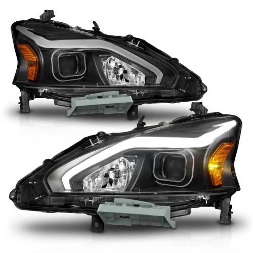 Anzo USA - 121569 | Anzo USA Projector Headlights w/ Light Bar Black Housing (2013-2015 Altima 4dr)