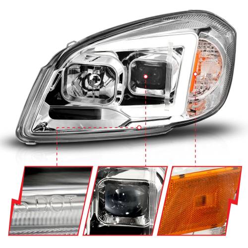 Anzo USA - 121576 | Anzo USA Square Projector Led Bar ChromeHeadlights (2005-2010 Cobalt)