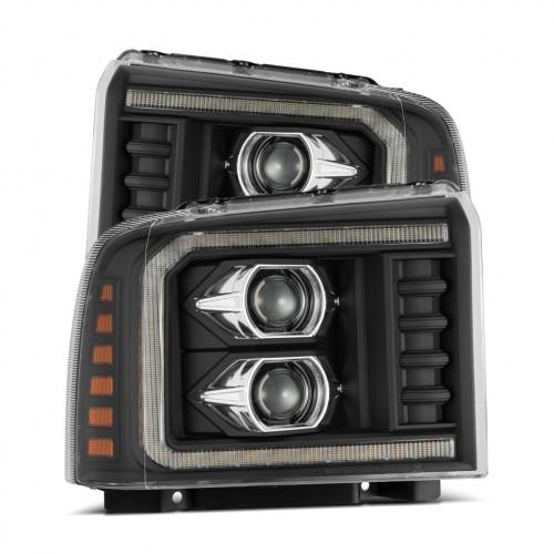 AlphaREX - 880315 | AlphaRex PRO-Series Halogen Projector Headlights Ford F-250, F-350, F-450, F-550 Super Duty / Excursion (2005-2007) | Black