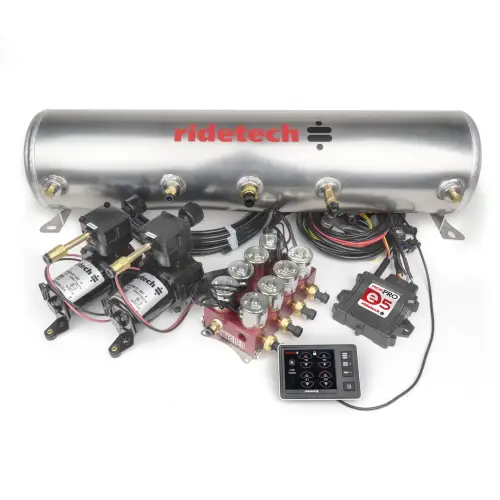 Ridetech - RT30534700 | RideTech RidePro E5 Air Ride Suspension Control System | 5 Gallon Dual Compressor-HIGH FLOW Big Red 3/8" Valves