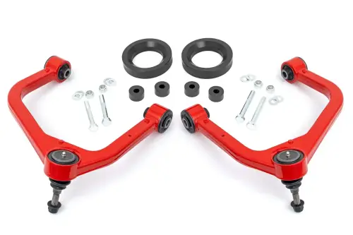 Rough Country - 1325RED | Rough Country 1.75 Inch Leveling Kit With Red Upper Control Arms (2019-2025 Sierra 1500 AT4 4WD)