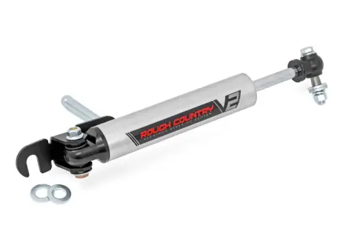 Rough Country - 8730170 | Rough Country V2 Steering Stabilizer (2016-2025 Silverado, Sierra 2500 HD, 3500 HD 4WD)