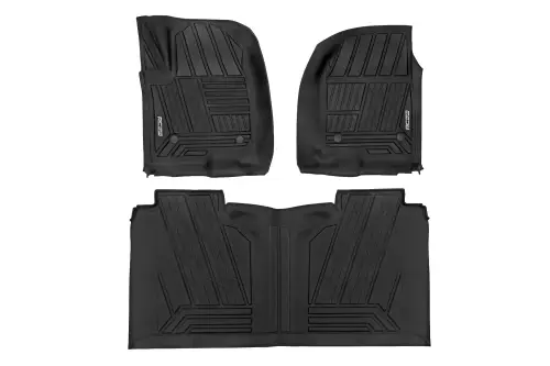 Rough Country - FF-21612 | Rough Country Flex-Fit Floor Mats For Chevrolet/GMC 1500/2500 HD/3500 HD (2019-2024) | Front & Rear