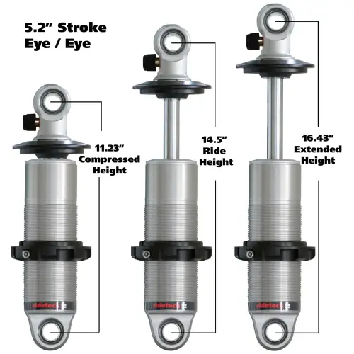 Ridetech - RT24159901 | RideTech HQ Coil-Over shock with 5.2" stroke and 1.7" eye mount | universal