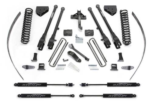 Fabtech Motorsports - FTSK2125M | Fabtech 8 Inch 4 Link System With Coils and Stealth Shocks (2008-2016 F250 Super Duty 4WD without Factory Overload)