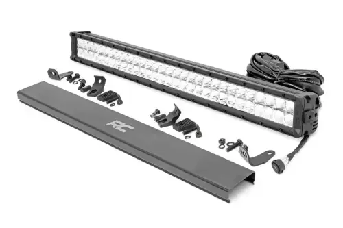 Rough Country - 70930D | 30-inch Cree LED Light Bar - (Dual Row | Chrome Series w/ Cool White DRL)