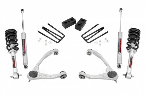 Rough Country - 246.23 | Rough Country 3.5 Inch Lift Kit Chevrolet Silverado / GMC Sierra 1500 (2007-2016) | Aluminum Finish Arm, Lifted Struts (2007-2013), Rear Premium N3 Shocks