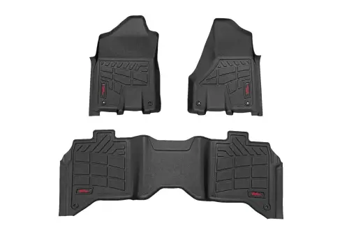 Rough Country - SM31430 | Rough Country Sure Fit Floor Mats For Crew Cab Ram 2500 / 3500 2WD/4WD (2019-2024) | Front Row Bucket Seats, Cover Front & Rear