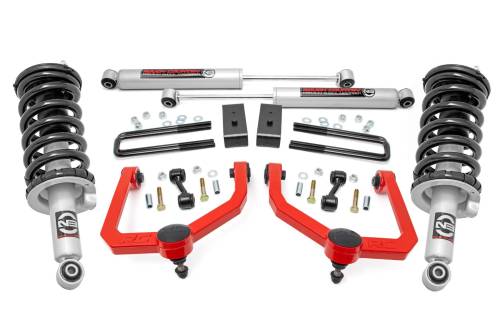 Rough Country - 83431RED | Rough Country 3 Inch Lift Kit For Nissan Titan 2WD/4WD (20004-2024) | Red Finish, Lifted N3 Struts (2004-2024 Only) 4WD, Premium N3 Shocks