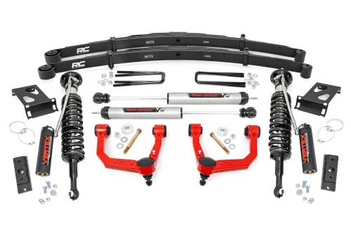 Rough Country - 74258RED | Rough Country 3.5 Inch Lift Kit For Toyota Tacoma 2WD/4WD | Red Finish Control Arm, Vertex Coilovers, Rear V2 Shocks
