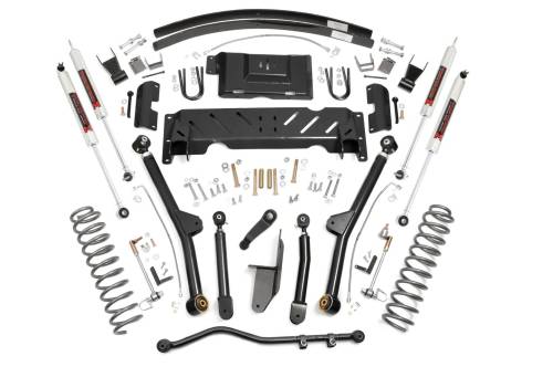 Rough Country - 61640 | Rough Country 4.5 Inch Lift Kit For Jeep Cherokee XJ 4WD | 2.5L I4 / 4.0L I6 Engine, NP242 Transfer Case, Rear Add a Leafs, M1 Monotube Shocks