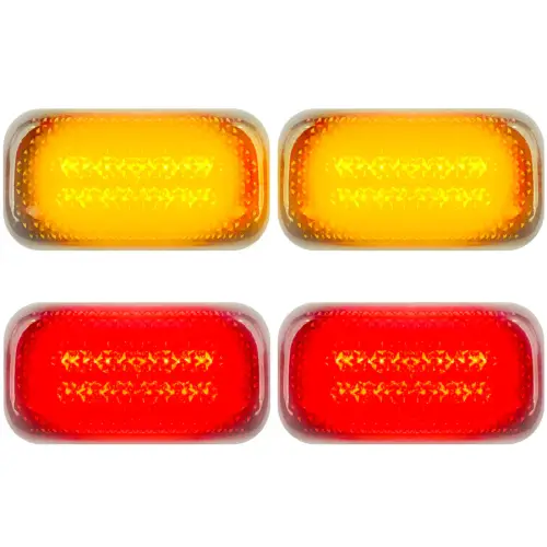 Recon Truck Accessories - 264138CL | Recon Dually Fender Lenses (4-Piece Set) w/ 2 Red LED Lights & 2 Amber LED Lights in Clear (2015-2024 Silverado, Sierra 3500)