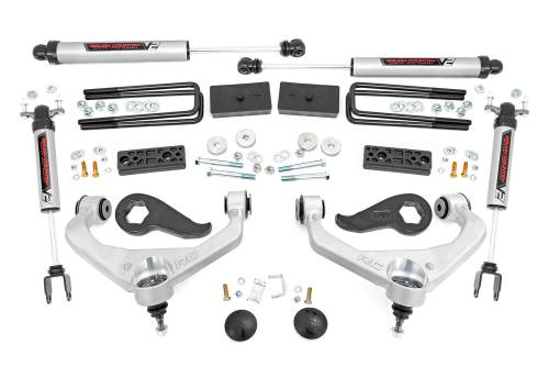 Rough Country - 97770 | Rough Country 3 Inch Lift Kit Aluminum Control Arms V2 Shocks (2020-2025 Silverado, Sierra 2500 HD With Factory Rear Overloads)
