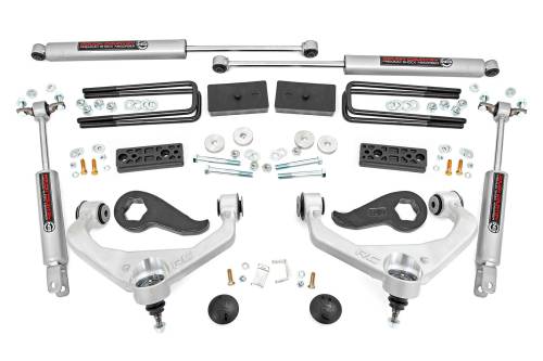 Rough Country - 97730 | Rough Country 3 Inch Lift Kit Aluminum Control Arms N3 Shocks (2020-2025 Silverado, Sierra 2500 HD With Factory Rear Overloads)