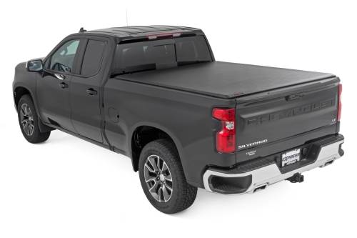 Rough Country - 42308650 | Rough Country Soft Roll Up Bed Cover (2019-2025 Silverado, Sierra 1500 2WD/4WD 6'7" Bed | Standard Bed)