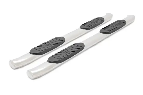 Rough Country - 21002S | Rough Country Oval Nerf Steps, Stainless For Chevrolet Silverado / GMC Sierra 1500, 2500 HD & 3500 HD | Crew Cab