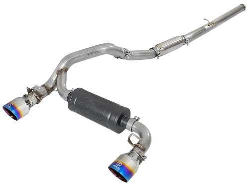 aFe Power - 49-33103-L | AFE Power Takeda 3 IN 304 Stainless Steel Cat-Back Exhaust System w/ Blue Flame Tip (2016-2018 Focus RS L4-2.3L t)
