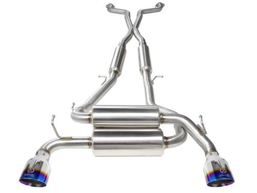 aFe Power - 49-36103-L | AFE Power Takeda 2-1/2 IN 304 Stainless Steel Cat-Back Exhaust System w/ Blue Flame Tips (2014-2015 Q60 V6-3.7L)