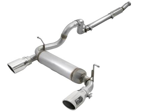 aFe Power - 49-48096-P | AFE Power Rebel Series 3 IN to 2-1/2 IN 409 Stainless Steel Cat-Back Exhaust w/ Polish Tip (2018-2024 Wrangler JL L4-2.0L t)