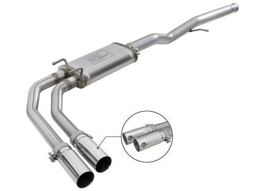 aFe Power - 49-44098-P | AFE Power Rebel Series 3 IN to 2-1/2 IN 409 Stainless Steel Cat-Back Exhaust w/ Polish Tip (2009-2019 Silverado, Sierra 1500 V6-4.3/V8-4.8/5.3L)