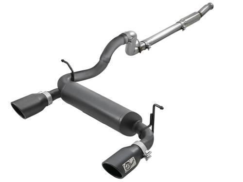 aFe Power - 49-48096-B | AFE Power Rebel Series 3 IN to 2-1/2 IN 409 Stainless Steel Cat-Back Exhaust w/ Black Tip (2018-2024 Wrangler JL L4-2.0L t)