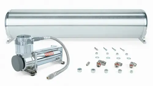 Air Lift Performance - 27764 | Air Lift Performance 28" FLO Tank w/ Viair 444c Compressor, 1/4" & 3/8" fittings and tank mounting hardware