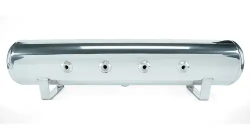 Air Lift Performance - 27803 | Air Lift Performance 4 Gal. 7-Port Polished Tank w/ Viair 444c chrome compressor, 1/4" & 3/8" fittings & tank mounting hardware