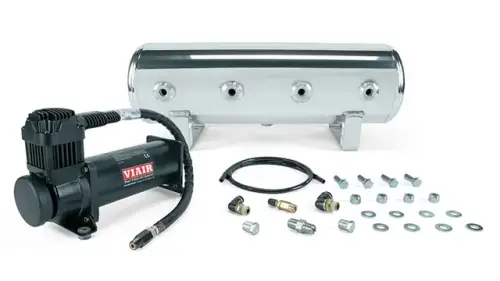 Air Lift Performance - 27805 | Air Lift Performance 2.5 Gal. Polished Tank w/ Viair 444c black compressor, 1/4" & 3/8" fittings & tank mounting hardware