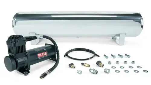 Air Lift Performance - 27806 | Air Lift Performance 4 Gal. Polished Tank w/ Viair 444c black compressor, 1/4" & 3/8" fittings & tank mounting hardware