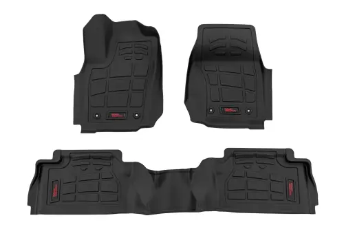 Rough Country - SM71225 | Rough Country Sure Fit Floor Mats For Toyota Tacoma 2WD/4WD TRD PRO (2024-2024) | Front & Second Row, Double Cab