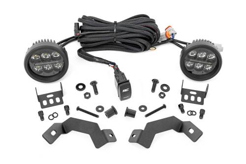 Rough Country - 72117 | Rough Country LED Ditch Light Kit For Toyota Land Cruiser (2024-2025) | 3.5 Inch Round With Amber DRL
