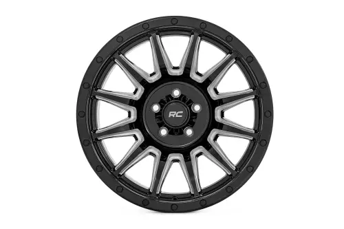 Rough Country - 90200912M | Rough Country 90 Series Wheel | One-Piece / Gloss Black With Machined Spokes / 20x9 / 6x5.5 / 0mm