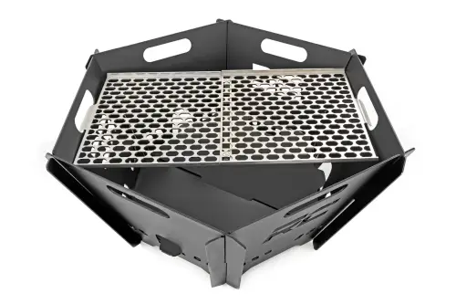 Rough Country - 117517 | Overland Collapsible Fire Pit Stainless Steel Grill Grate