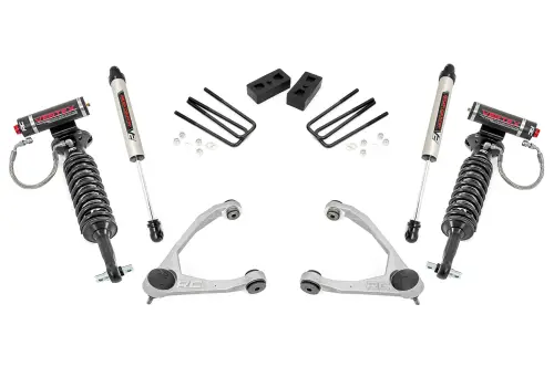 Rough Country - 19857 | Rough Country 3.5 Inch Lift Kit Chevrolet Silverado / GMC Sierra 1500 (2007-2016) | Aluminum Finish Arm, Vertex Adjustable Coilovers, Rear V2 Monotube Shocks