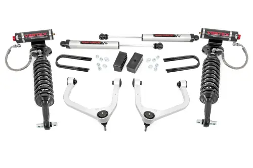 Rough Country - 110557 | Rough Country 3.5 Inch Lift Kit For GMC Sierra 1500 2WD/4WD | Aluminum Arm Finish, Rear Factory Mono-Leaf Springs, Vertex Coilovers With V2 Rear Shocks