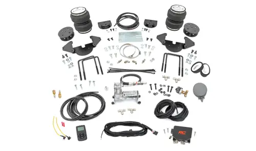 Rough Country - 100113WC | Rough Country Air Spring Kit For Chevrolet Silverado/GMC Sierra 1500 | Rear Measurement Range 9-1/2" To 10-1/2", With Onboard Air Compressor & Wireless Remote