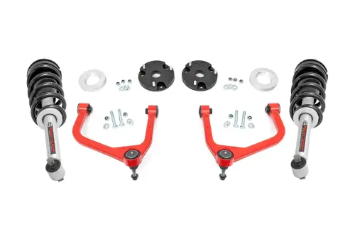 Rough Country - 11430RED | Rough Country 3.5 Inch Lift Kit For Chevrolet Tahoe/Suburban Or GMC Yukon XL/Yukon 1500 4WD | Red Finish Control Arm, Lifted N3 Struts