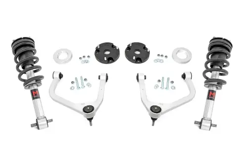 Rough Country - 11440 | Rough Country 3.5 Inch Lift Kit For Chevrolet Tahoe/Suburban Or GMC Yukon XL/Yukon 1500 4WD | Aluminum Finish Control Arm, M1 Monotube Struts