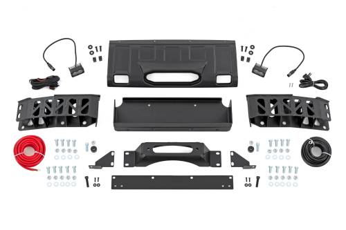 Rough Country - 10747A | Rough Country Hidden Winch Mount For Toyota Land Cruiser 4WD | With White SAE Fog Light