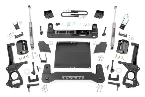 Rough Country - 21630D_A | Rough Country 6 Inch Lift Kit For Chevrolet Silverado 1500 4WD | 2.7L TurboMax or 3.0L Turbo Diesel Engine, Factory Rear Mono-Leaf Springs, Strut Spacers With N3 Rear Shocks