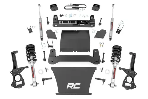 Rough Country - 21631_A | Rough Country 6 Inch Lift Kit For Chevrolet Silverado 1500 4WD | 5.3L V8 or 6.2L V8 Engine, Factory Rear Mono-Leaf Springs, N3 Struts With N3 Rear Shocks