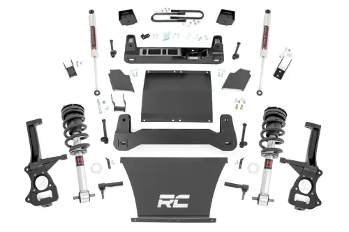 Rough Country - 21640_A | Rough Country 6 Inch Lift Kit For Chevrolet Silverado 1500 4WD | 5.3L V8 or 6.2L V8 Engine, Factory Rear Mono-Leaf Springs, M1 Struts With M1 Rear Shocks
