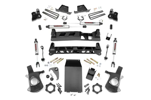 Rough Country - 25870 | Rough Country 4 Inch Lift Kit For Chevrolet Silverado/GMC Sierra 1500 4WD | V2 Monotube Shocks
